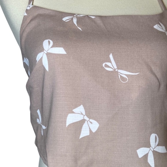 Flirty Taupe Handkerchief Triangle Crop Top Tie Back - Picture 9 of 15